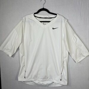 Nike Men's Large Dri-Fit V-Neck 3/4 Sleeve Warmup Pullover Hot Jacket White